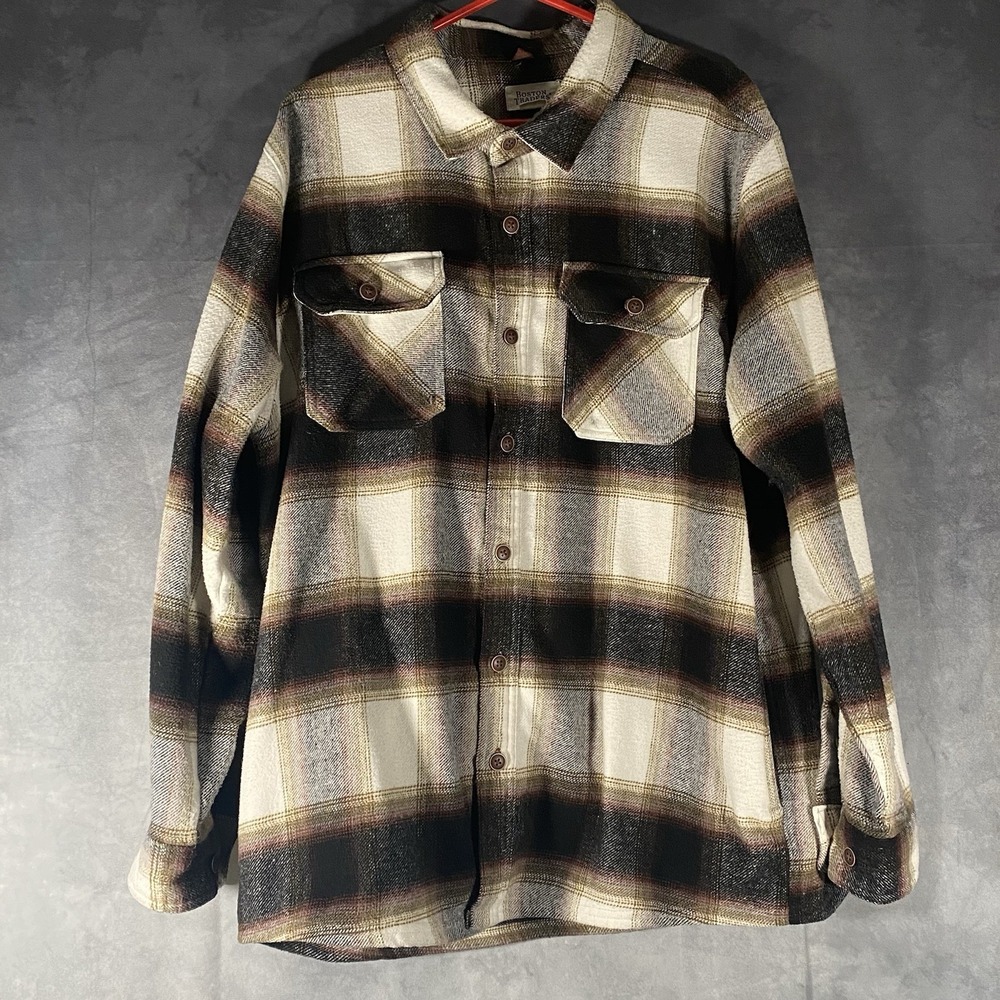 Boston Traders Shacket XL Plaid Shirt Side Pockets Neutral Casual Comfort